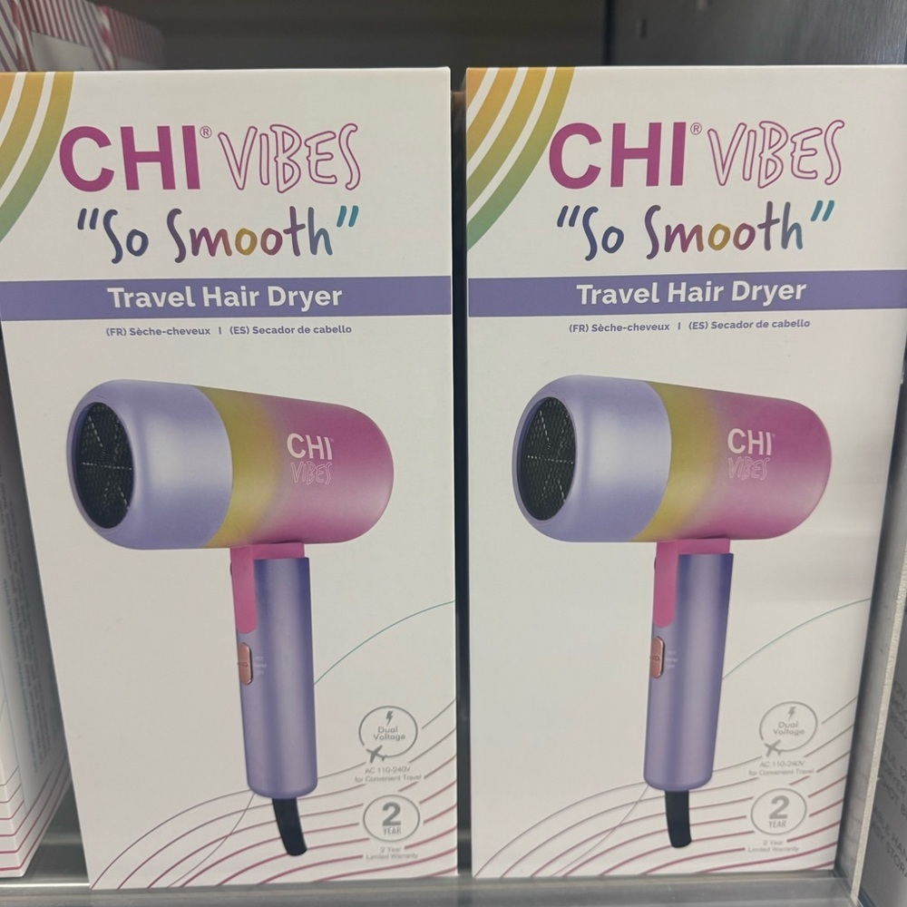 CHI Vibes 'So Smooth' Travel Hair Dryer pink purple yellow hair dryer